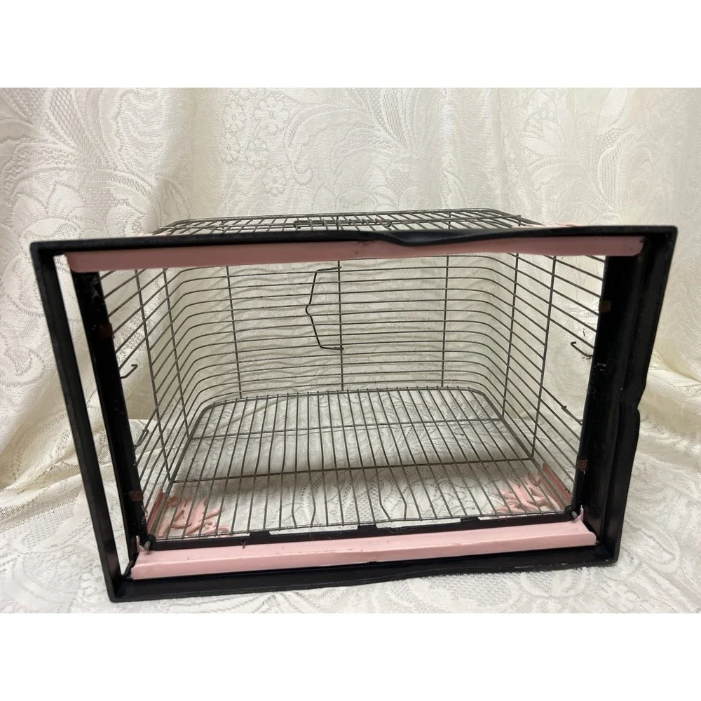Vintage MCM Beco Bird Cage Pink Bird‎ Accents Black Base MCM Incomplete